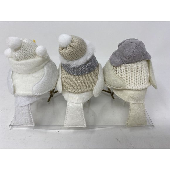 Wondershop Target Set Of 3 Featherly Friends Neutral Beige Christmas Birds NEW - Picture 4 of 8